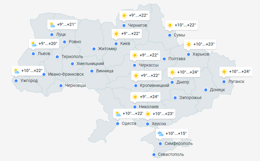 Прогноз погоды в Украине на 1 мая 2024 года