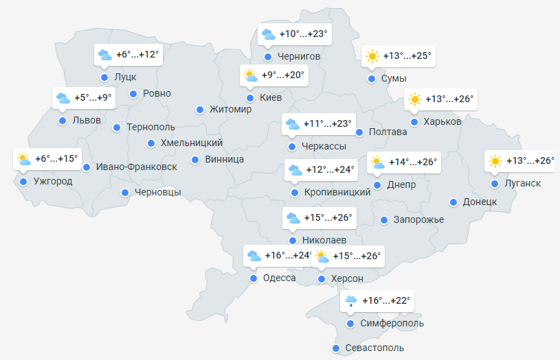 Прогноз погоды в Украине на 1 октября 2024 года