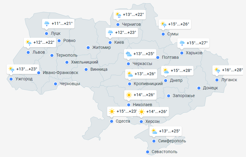 Прогноз погоды в Украине на 31 мая 2024 года