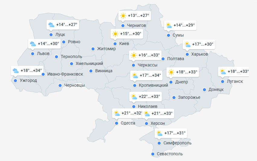 Прогноз погоды в Украине на 2 августа 2024 года