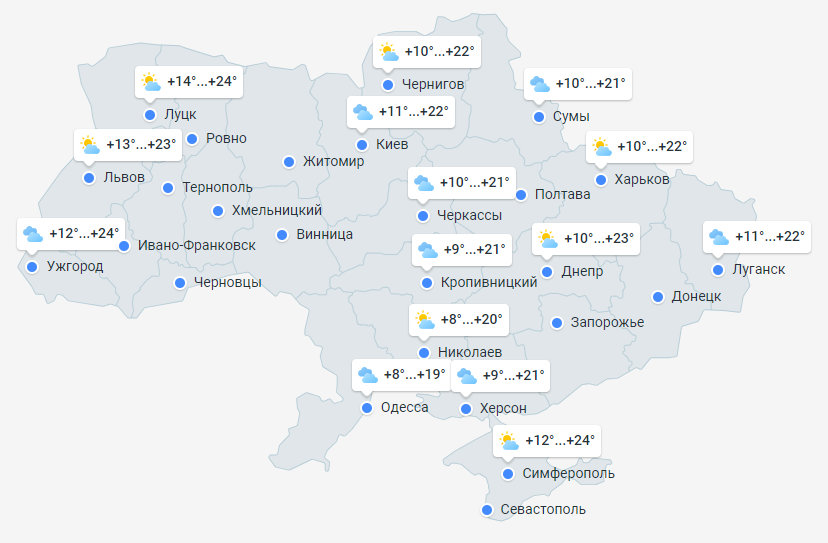 Прогноз погоды в Украине на 1 апреля 2024 года